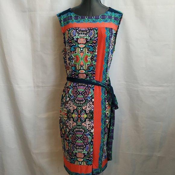 Premise Dress P L Tie Belt Faux Wrap knee party - Picture 3 of 12